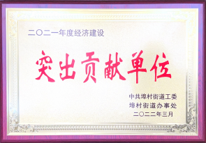 2021年度經(jīng)濟建設(shè)突出貢獻單位